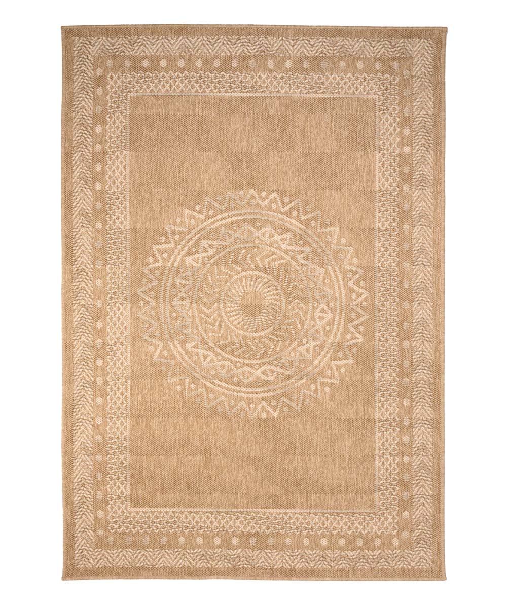 Dywan zewnętrzny jutowy - Boho Mandala beż/biały - overzicht Dywan zewnętrzny jutowy - Boho Mandala beż/biały - overzicht