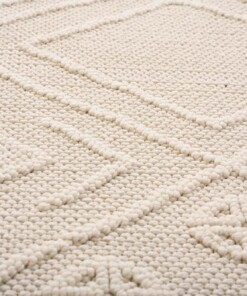 Dywan japandi - Knit Tribe biały - close up, thumbnail Dywan japandi - Knit Tribe biały - close up, thumbnail