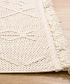 Dywan japandi - Knit Tribe biały - close up