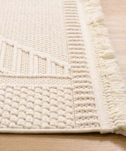 Dywan japandi - Knit Diamond biały - close up
