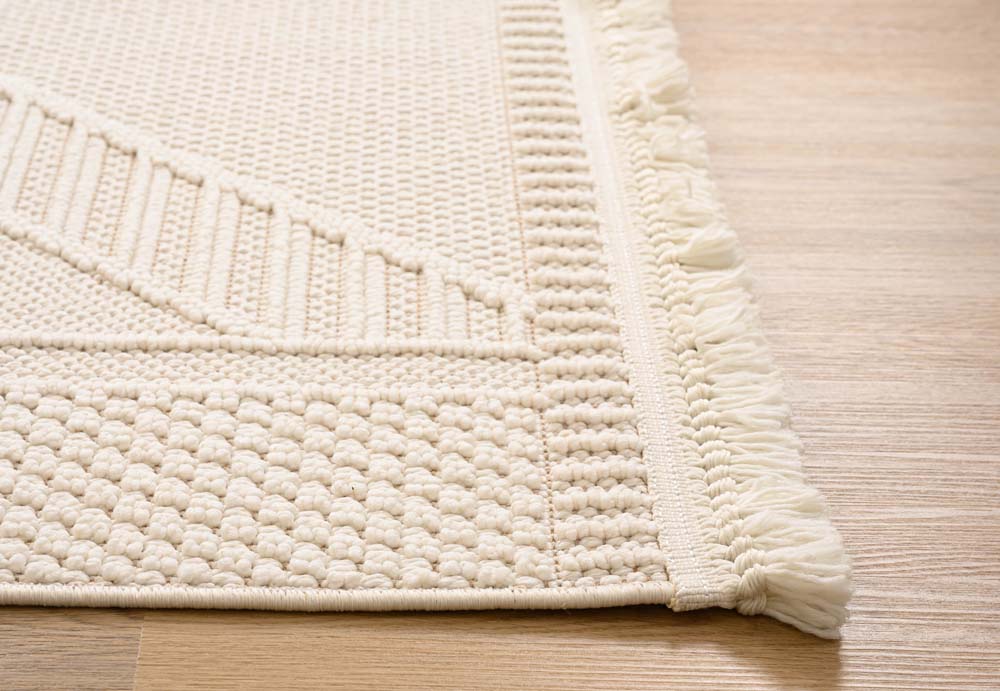 Dywan japandi - Knit Diamond biały - close up Dywan japandi - Knit Diamond biały - close up