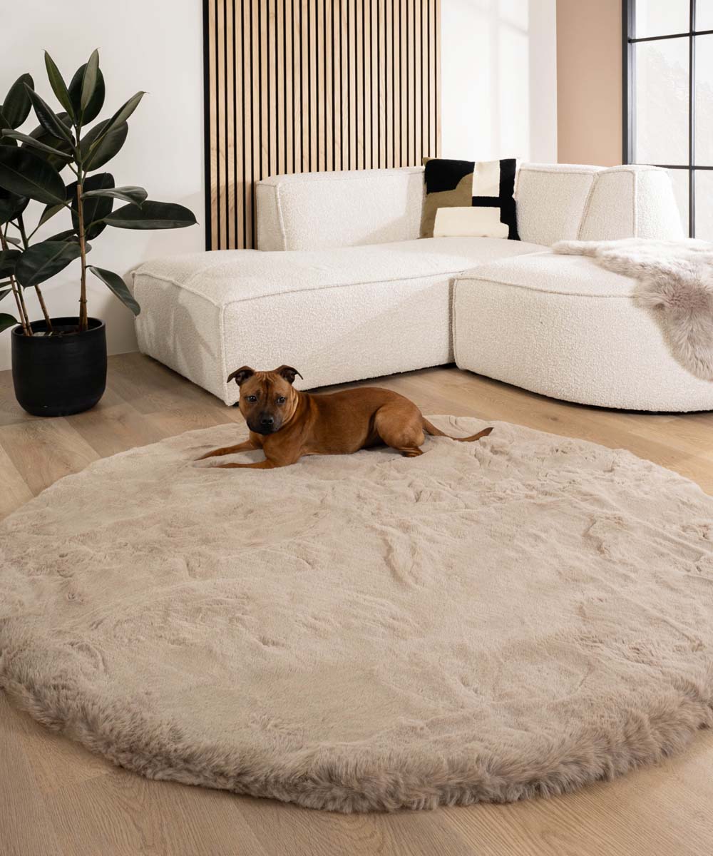 Dywan puszysty okrągły - Comfy Deluxe taupe - sfeer Dywan puszysty okrągły - Comfy Deluxe taupe - sfeer