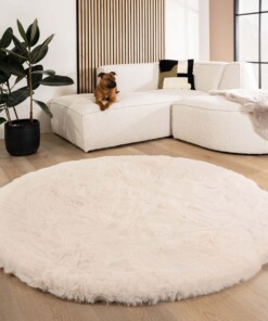 Dywan puszysty okrągły - Comfy Deluxe kremowy - sfeer