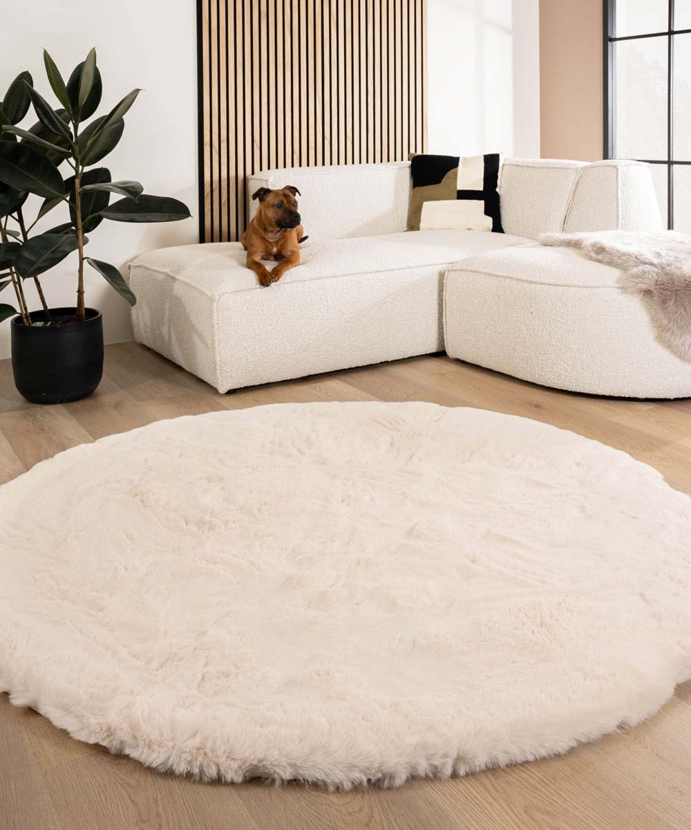 Dywan puszysty okrągły - Comfy Deluxe kremowy - sfeer Dywan puszysty okrągły - Comfy Deluxe kremowy - sfeer