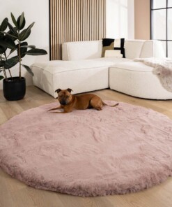 Dywan puszysty okrągły - Comfy Deluxe różowy - sfeer