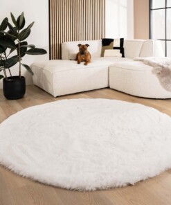 Dywan puszysty okrągły - Comfy Deluxe biały - sfeer Dywan puszysty okrągły - Comfy Deluxe biały - sfeer