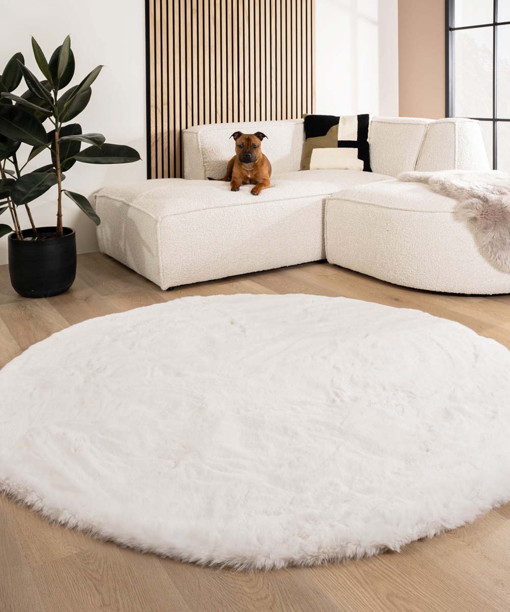 Dywan puszysty okrągły - Comfy Deluxe biały - sfeer Dywan puszysty okrągły - Comfy Deluxe biały - sfeer
