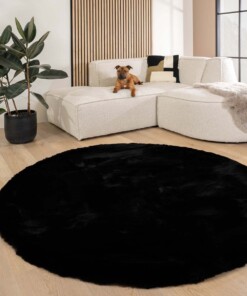 Dywan puszysty okrągły - Comfy Deluxe czarny - sfeer