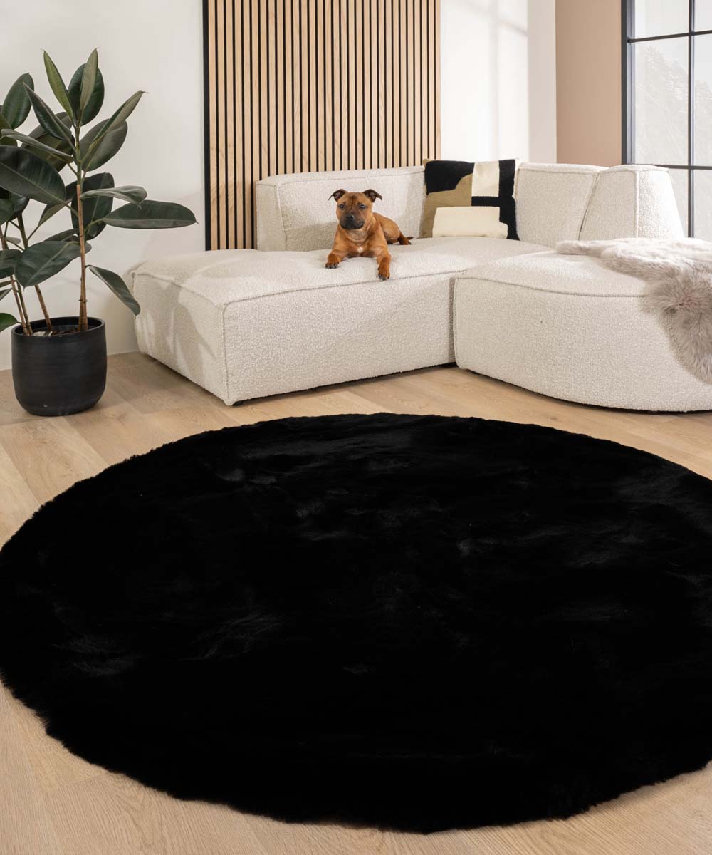 Dywan puszysty okrągły - Comfy Deluxe czarny - sfeer Dywan puszysty okrągły - Comfy Deluxe czarny - sfeer