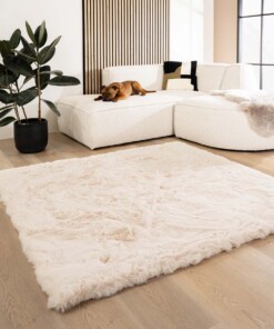 Dywan puszysty kwadratowy - Comfy Deluxe kremowy - sfeer