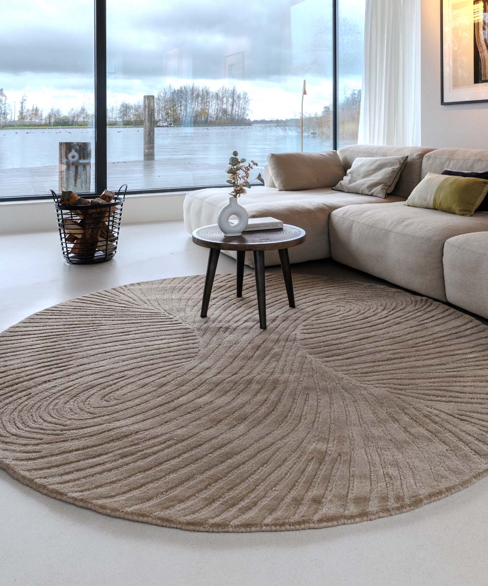 Dywan okrągły designerski - Balans Tree beżowy - sfeer Dywan okrągły designerski - Balans Tree beżowy - sfeer