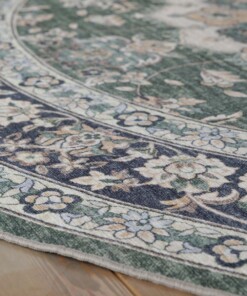Dywan zewnętrzny okrągły vintage - Valenca Nova ciemnozielony - close up, thumbnail