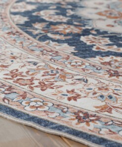 Dywan zewnętrzny okrągły vintage - Valenca Nova złoto/niebieski - close up, thumbnail Dywan zewnętrzny okrągły vintage - Valenca Nova złoto/niebieski - close up, thumbnail