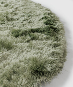 Dywan okrągły welurowy - Auréa sage green - close up, thumbnail