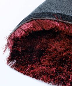 Dywan okrągły welurowy - Auréa burgund - close up, thumbnail