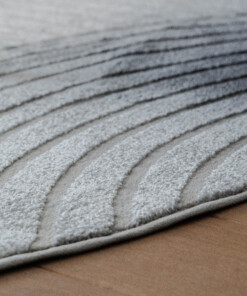 Dywan okrągły skandynawski - Contour Curve szary - close up