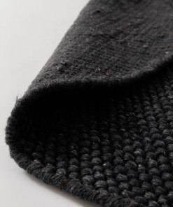 Dywan okrągły wełniany - Løkke czarny - close up, thumbnail